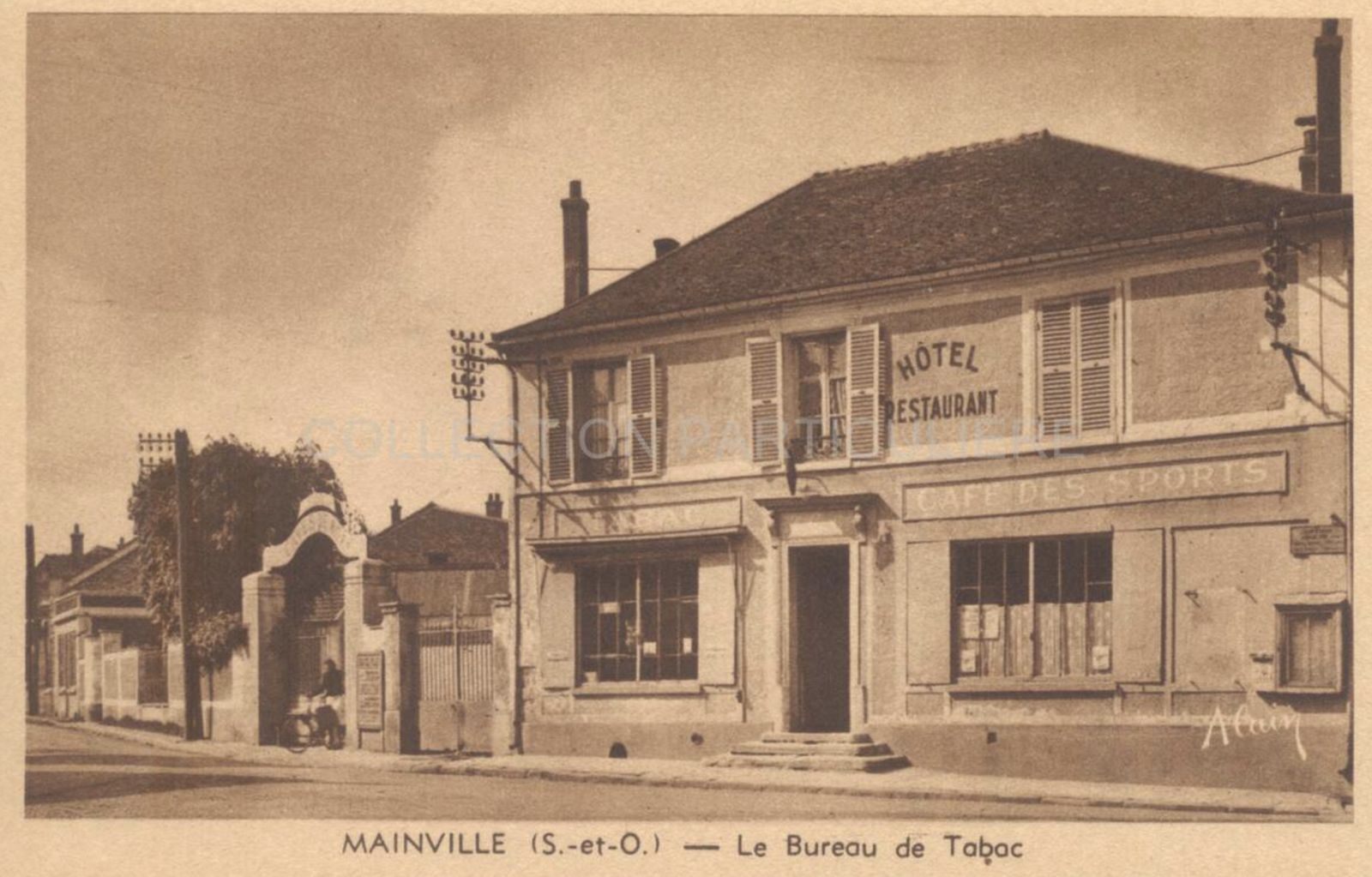 Mainville, bureau de tabac, carte postale ancienne